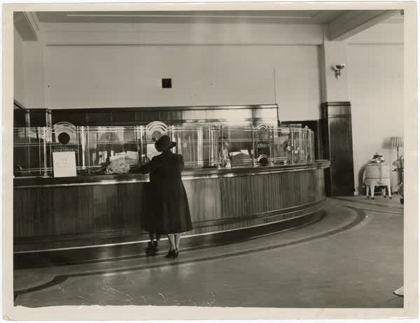 Enquiries and cashier, MED building, 1941