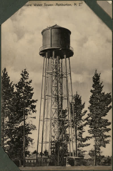 Water tower, Ashburton, N.Z. postcard, 1900