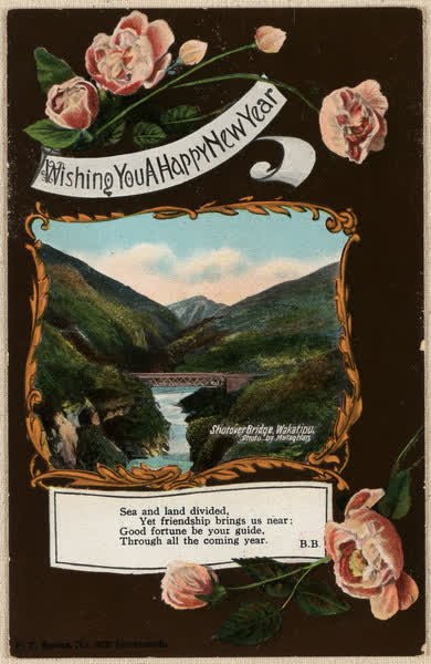 Wishing you a happy new year postcard, 1900