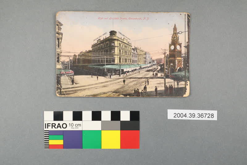 Postcard: High and Lichfield Streets, Christchurch, N.Z., 1917