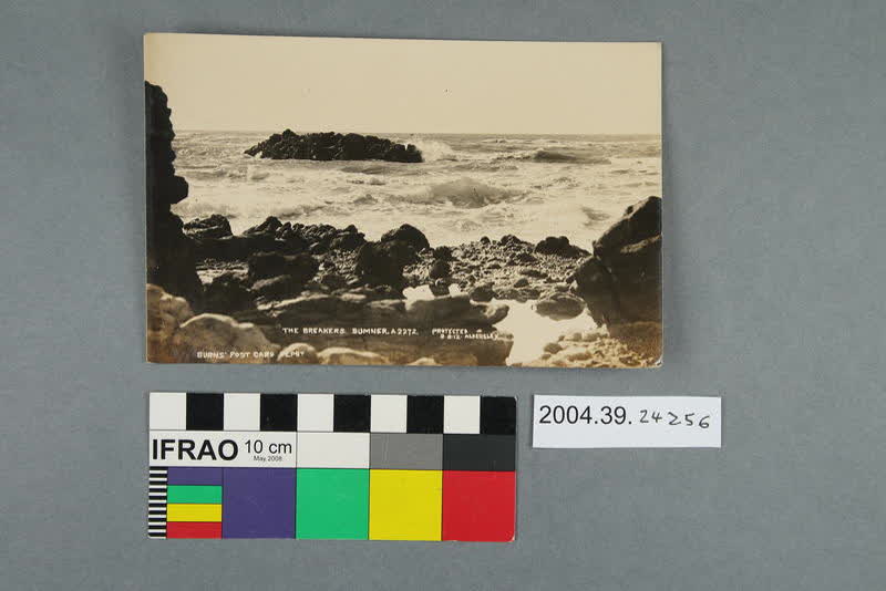 Postcard: The Breakers. Sumner, Christchurch, 1918