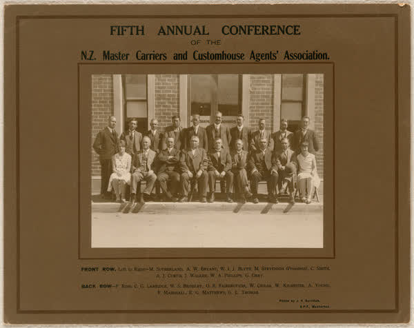 N.Z. Master Carriers and Customhouse Agents Association portrait, 1929