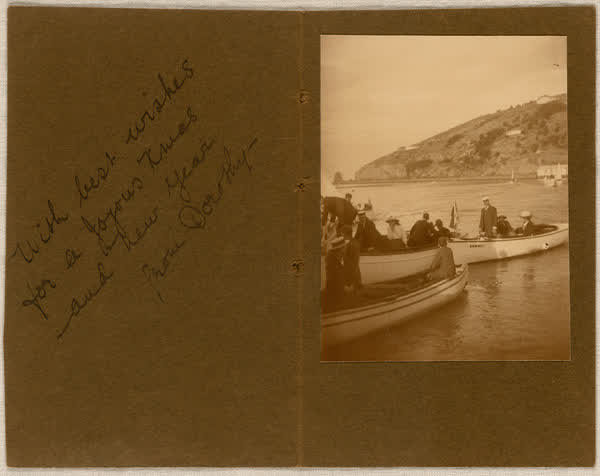 Christmas card containing photograph, 1900