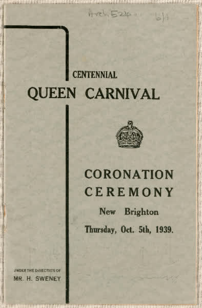 Centennial Queen Carnival Coronation Ceremony programme, 1939