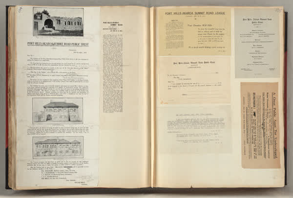 Summit Road scrapbook, pages 104 and 105, 1900