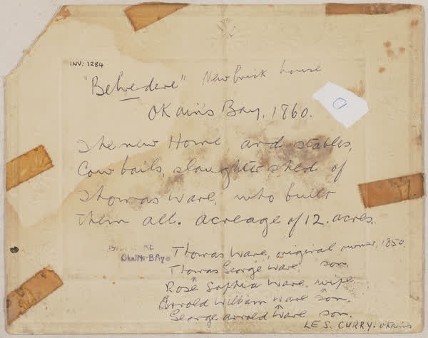 Belvedere, Okains Bay reverse, 1860