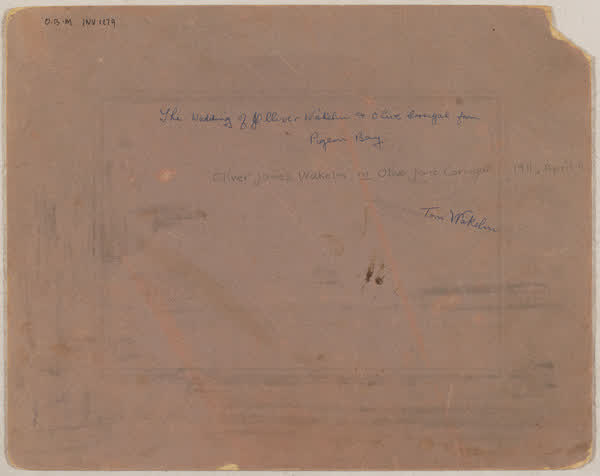 Wedding of the Olive Corrigall and Olive Wakelin reverse, 1911
