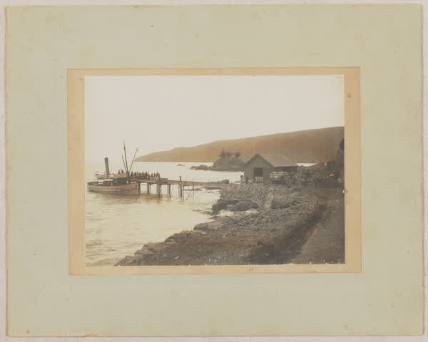 People on the Okains Bay jetty, 1900