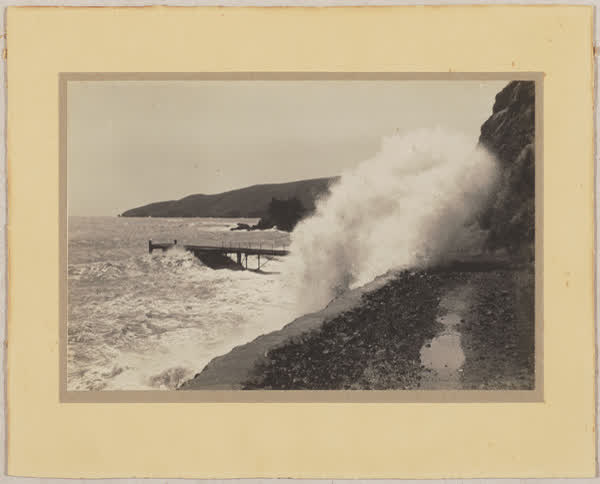 Waves in Okains Bay, 1900