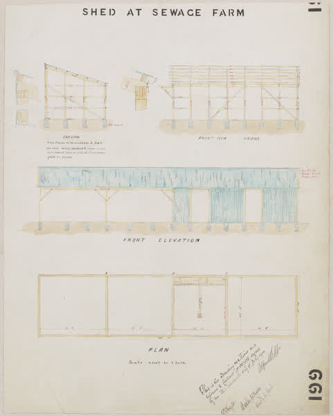 Shed at sewage farm, 1900