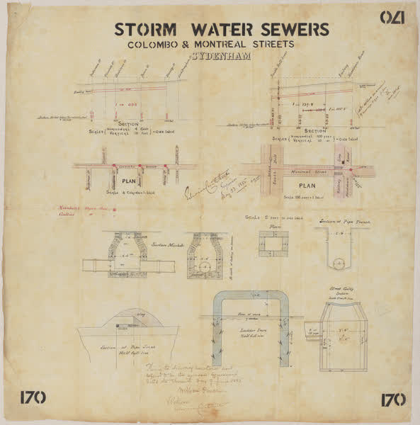 Storm Water sewers. Colombo and Montreal Streets. Sydenham, 1885