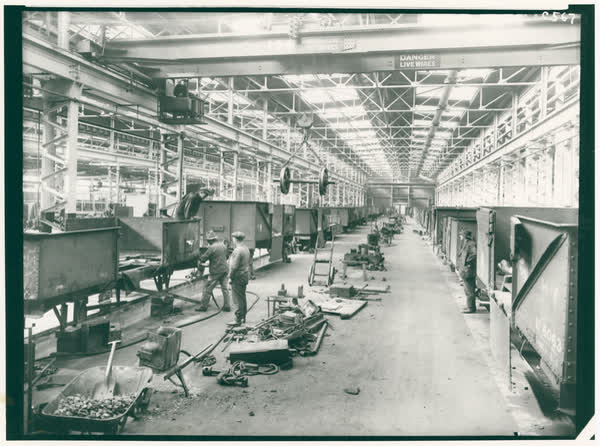 Steel wagon shop, Addington workshops, 1930