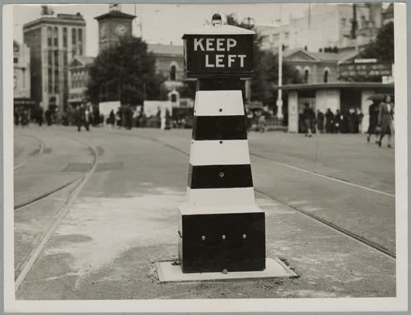 Cathedral Square traffic bollard, 1942