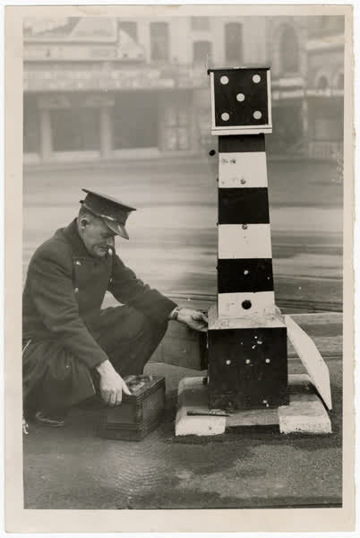 Cathedral Square traffic bollard, 1942