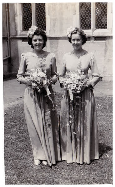 Bridesmaids outside church, 1940