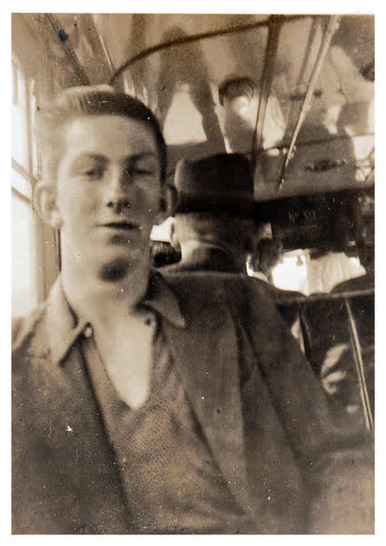 Jack on Takapuna bus, 1942