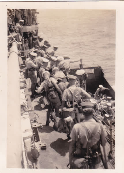 Loading occupation troops, 1945