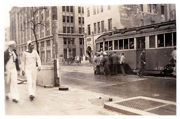 Tram in Tokyo, 1945
