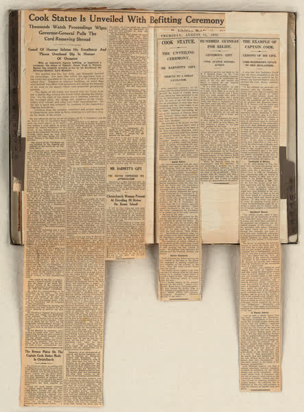 Cook statue scrapbook newspaper articles, 1923