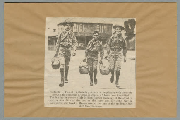 Boy scouts from influenza epidemic, 1918