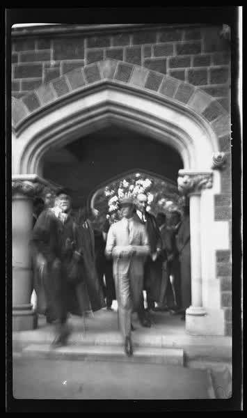 Duke at college library, Canterbury College, 1927