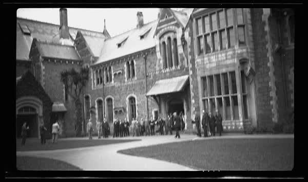 Duke in quadrangle, Canterbury College, 1927