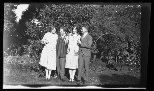 Group portrait in garden, 1927