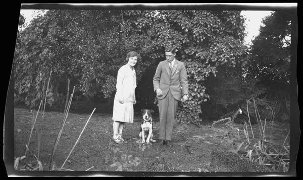 Kathleen Roe, Douglas and a dog, 1927