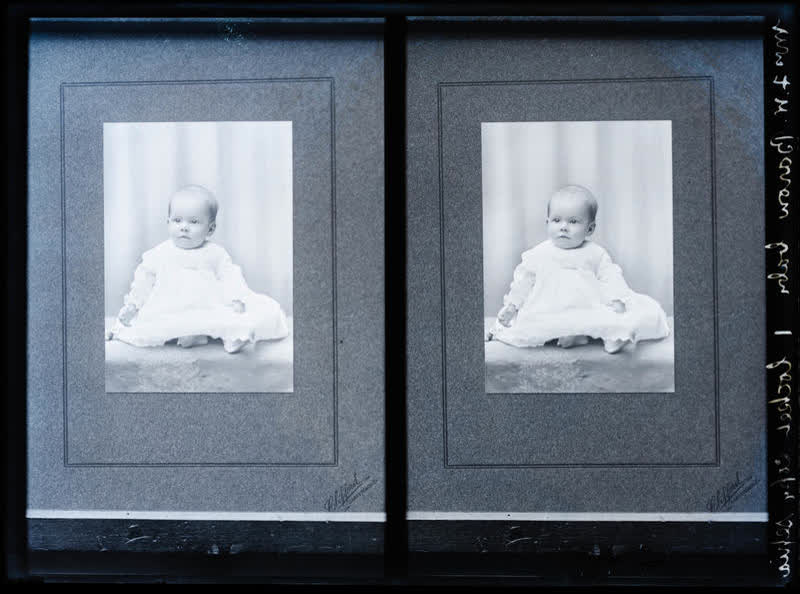 Glass Plate Negative: Mrs F H Baron's baby (copy, twin negative), 1914