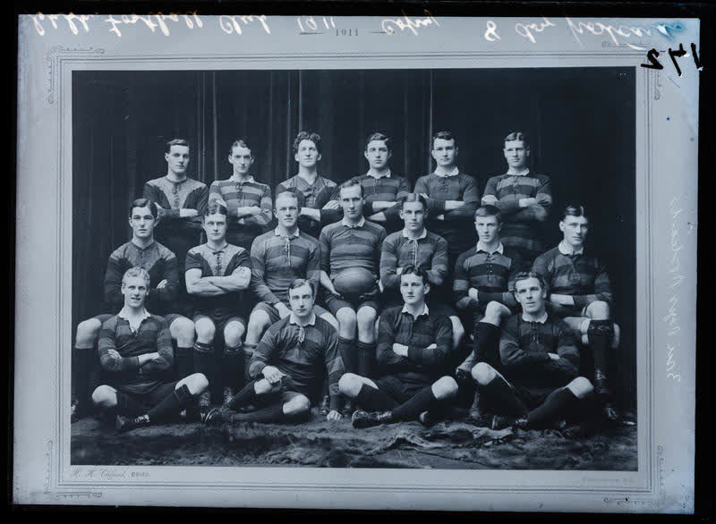 Glass Plate Negative: Christchurch Football Club, 1911 (copy), 1911