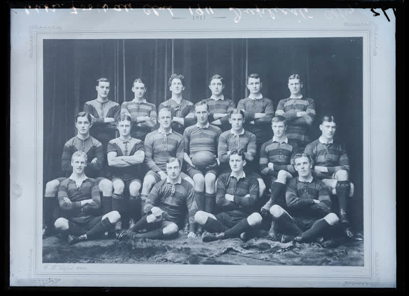 Glass Plate Negative: Christchurch Football Club, 1911 (copy), 1911