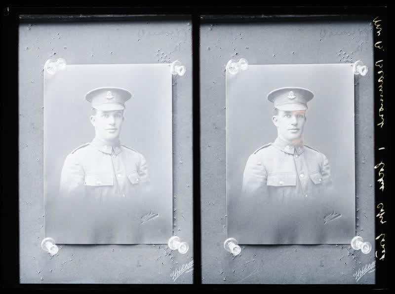 Glass Plate Negative: Mr B Beaumont (locket copy, twin negative), 1916