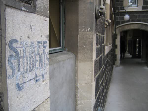 Old painted sign at the Arts Centre, 2004