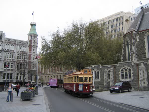Tram 178 running past The Press Building, 2004