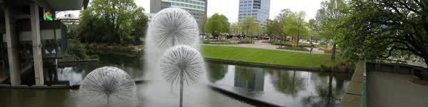 Christchurch Town Hall and Ferrier Fountain, across to Victoria Square, 2004