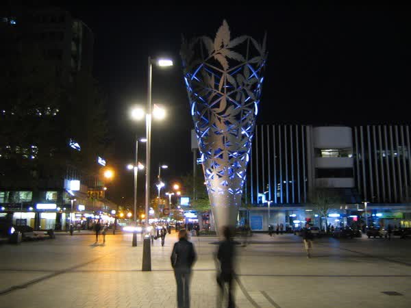 Chalice at night in Cathedral Square, 2004