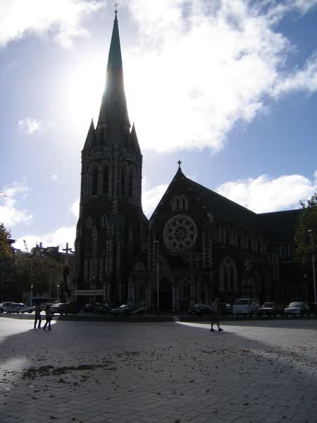 ChristChurch Cathedral silhouetted against the sun, 2005