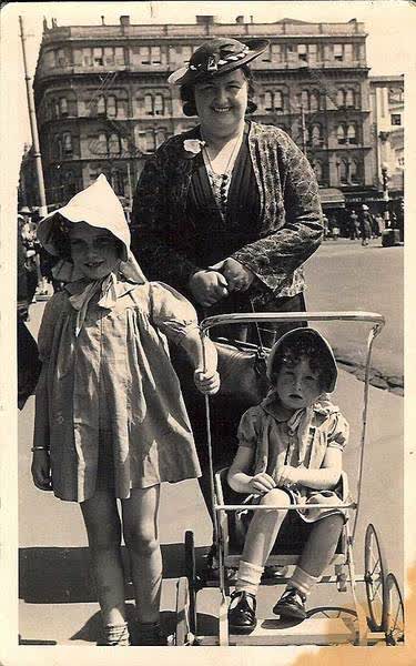 Mother and Daughters in Cathedral Square, 1940