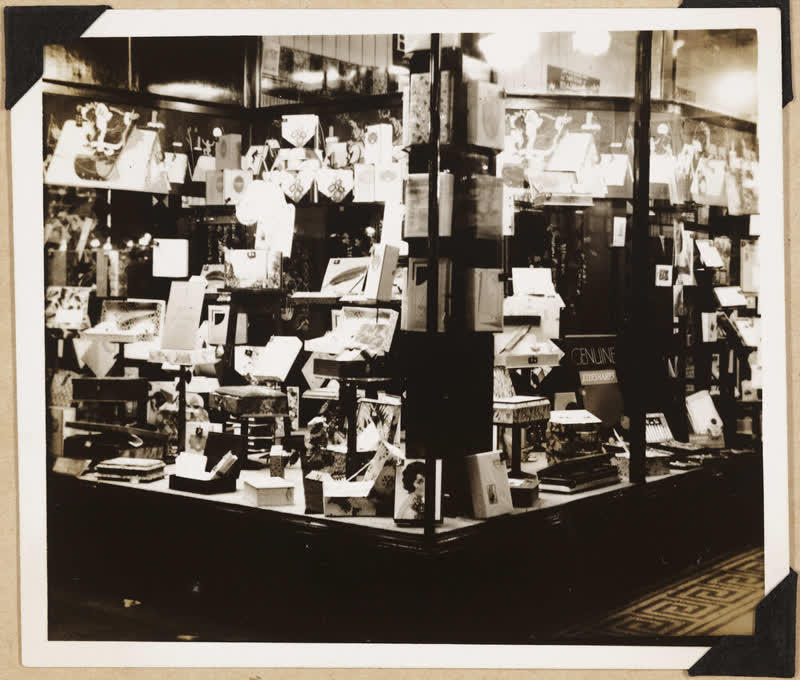 Boxed stationery window display, 1930