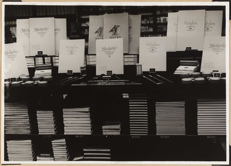 Typewriter supplies shop display, 1930