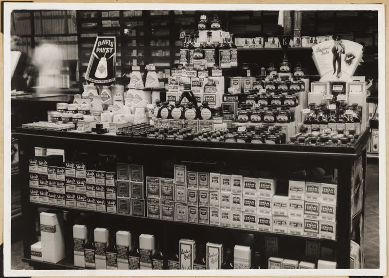 Ink supplies shop display, 1930
