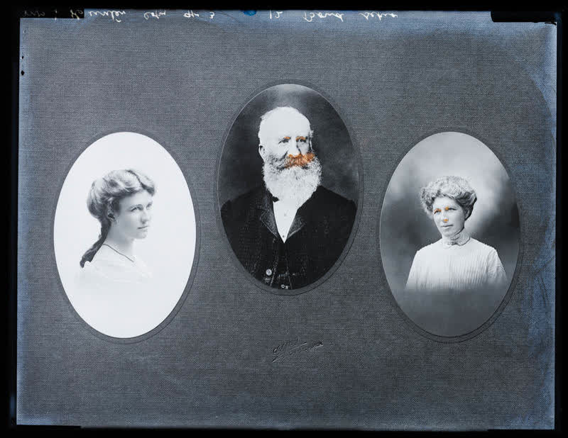 Glass Plate Negative: Three cameo portraits (copy), 1912