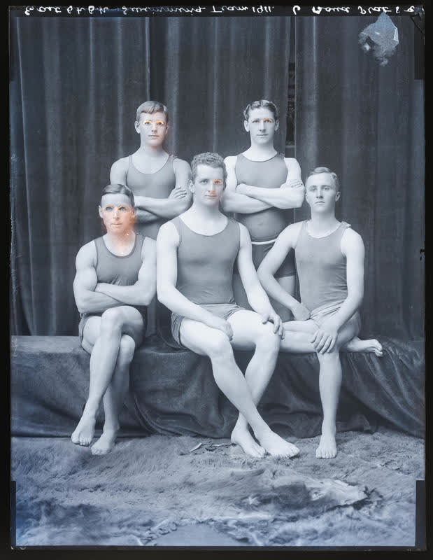 Glass Plate Negative: East Christchurch Swimming Team 1911, 1911