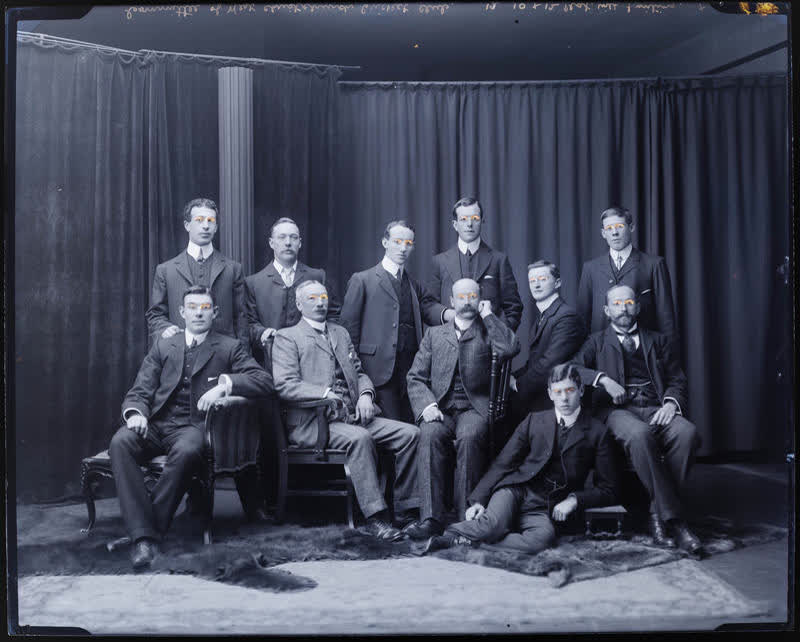Glass Plate Negative: West Christchurch Cricket Club Committee, 1906