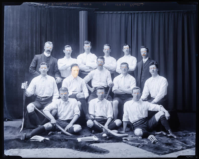 Glass Plate Negative: Fourteen men, 1906