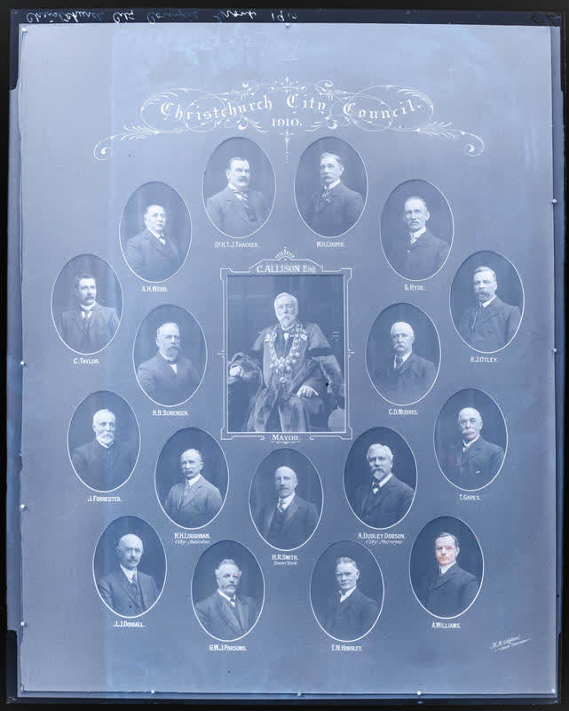 Glass Plate Negative: Christchurch City Council board, 1910