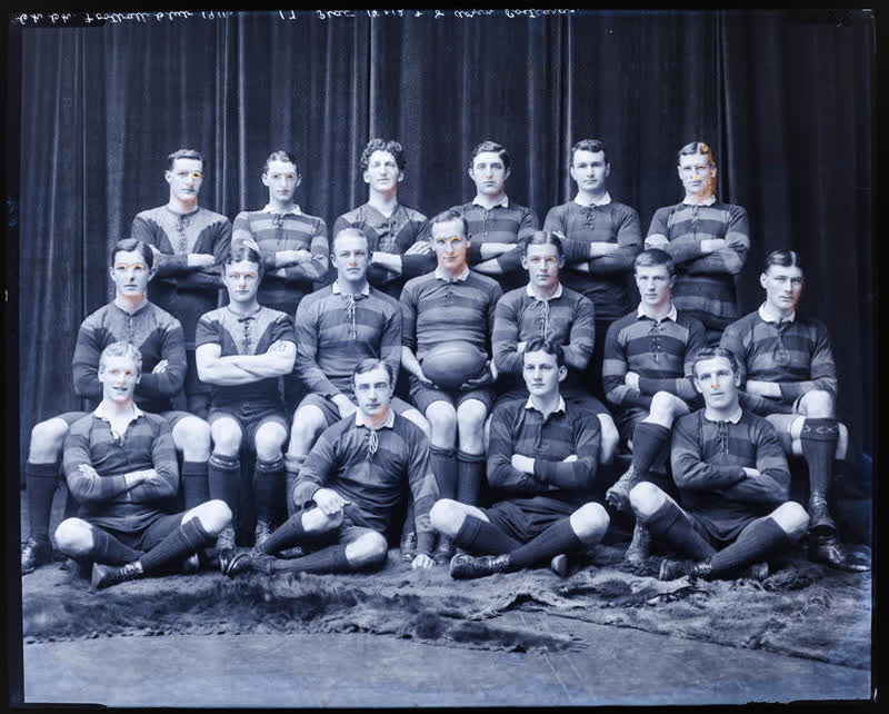 Glass Plate Negative: Seventeen men, 1911