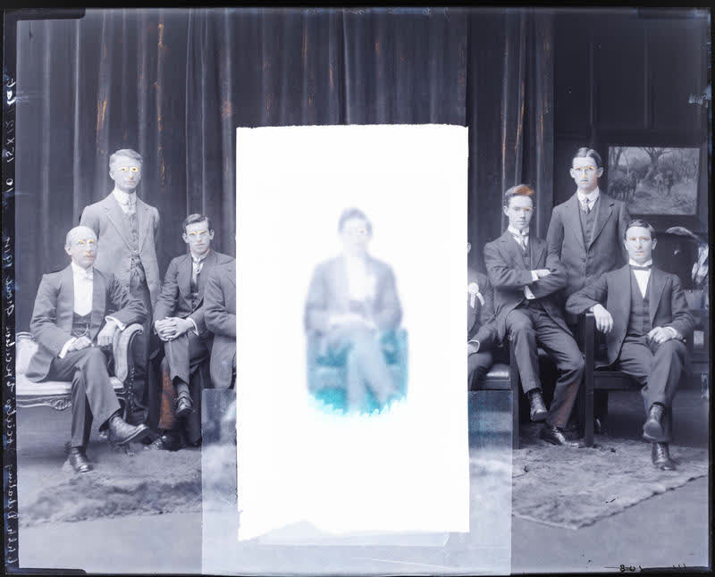 Glass Plate Negative: Seven plus men, 1914