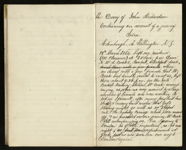 John Richardson shipboard diary, spread 7 of 15, Archive 358, 1864