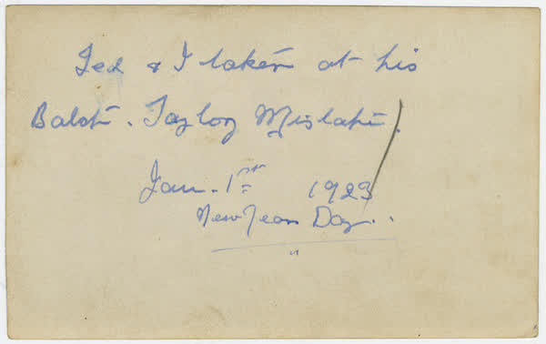 Interior of a Taylors Mistake bach, reverse, 1923
